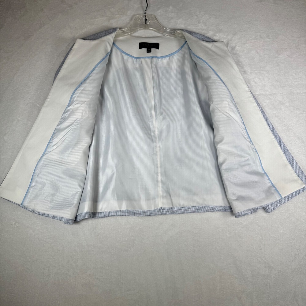 Talbots Petite‎ Light Blue Textured Open Front Blazer Jacket 12P - Picture 4 of 10